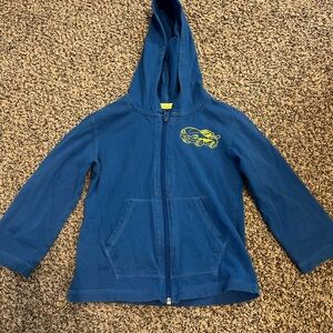 Blue Hooded Jacket with Car Design
